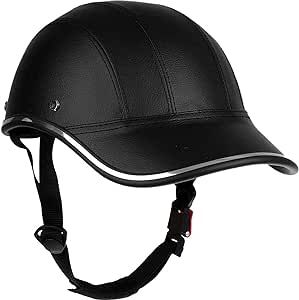 Bicycle Baseball Helmets Bike Helmet Adults- ABS Leather Cycling Safety Helmet with Adjustable Strap for Adult Men Women Black (Size: 21.6-24.4in)