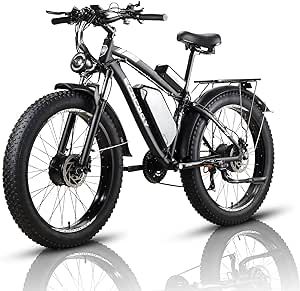 GAMVIRE Dual Motor 2000W Electric Bike for Adults, 48V 23Ah Removable Battery up to 35MPH& 80Miles Electric Bicycle, 26"*4.0 Fat Tire Mountain Ebike, 21-Speed Pedal Assist Hydraulic Disc Brake
