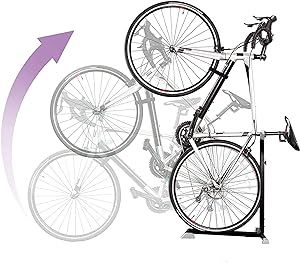 Bike Stand & Vertical Storage Rack by Bike Nook - The Original Vertical Bicycle Floor Stand for Garage Storage and Indoor and Outdoor use, Perfect Bike Accessories for Small Spaces with No Drilling