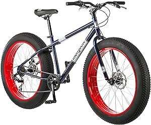 Mongoose Dolomite Mens and Womens Fat Tire Mountain Bike, 26-Inch Wheels, 4-Inch Wide Knobby Tires, 7-Speed, Adult Steel Frame, Front and Rear Brakes